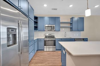 Alton optimist park apartments in charlotte, north carolina model kitchen with island